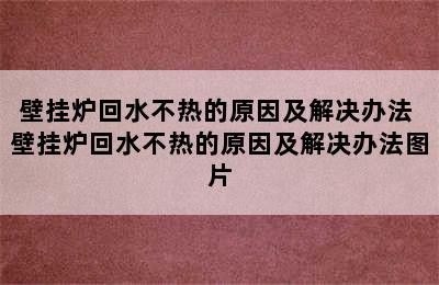 壁挂炉回水不热的原因及解决办法 壁挂炉回水不热的原因及解决办法图片